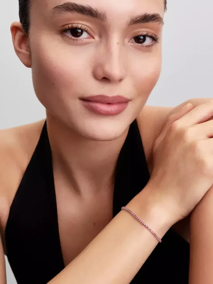 Kleines Tennisarmband in Rosa aus Sterlingsilber Kleines Tennisarmband in Rosa aus Sterlingsilber
