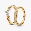 Königliches goldenes Tiara-Ring-Set, 2er-Set