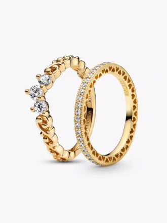 Königliches goldenes Tiara-Ring-Set, 2er-Set