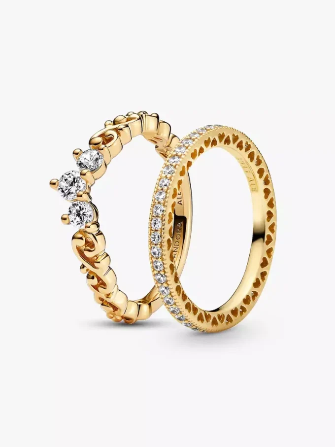 Königliches goldenes Tiara-Ring-Set, 2er-Set