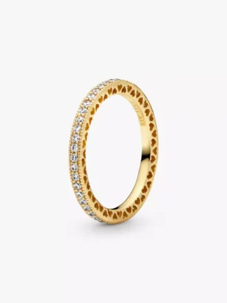Sparkle & Hearts Ring, 14 Karat vergoldet