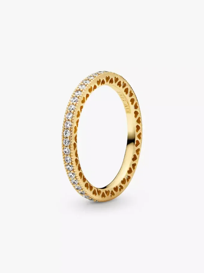 Sparkle & Hearts Ring, 14 Karat vergoldet