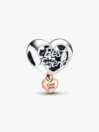 „Love You Best Friend“-Herz-Charm – Sterlingsilber, 14-karätige Roségoldbeschichtung