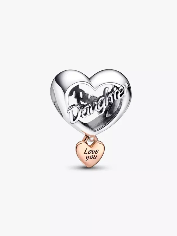 „Love You Daughter“-Herz-Charm aus Sterlingsilber, 14-karätige Roségoldbeschichtung „Love You Daughter“-Herz-Charm aus Sterlingsilber, 14-karätige Roségoldbeschichtung