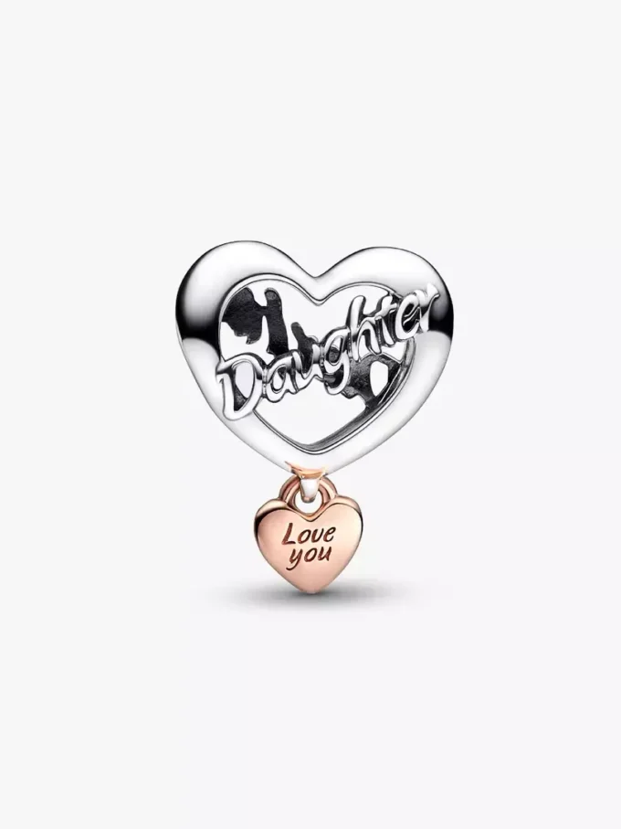 „Love You Daughter“-Herz-Charm aus Sterlingsilber, 14-karätige Roségoldbeschichtung „Love You Daughter“-Herz-Charm aus Sterlingsilber, 14-karätige Roségoldbeschichtung