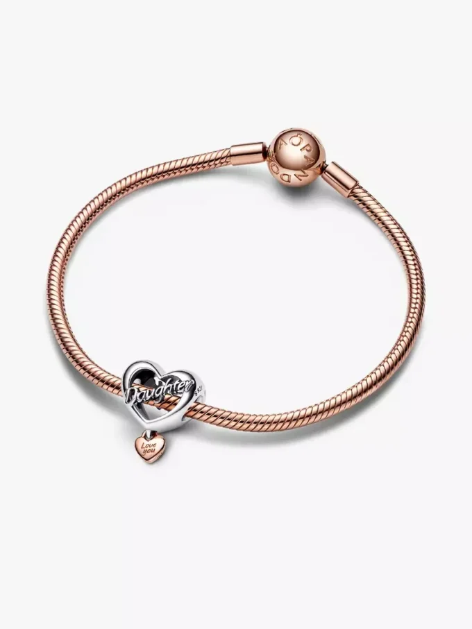 „Love You Daughter“-Herz-Charm aus Sterlingsilber, 14-karätige Roségoldbeschichtung „Love You Daughter“-Herz-Charm aus Sterlingsilber, 14-karätige Roségoldbeschichtung