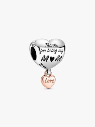 „Love You Mom“-Herz-Charm – Sterlingsilber, 14 Karat Roségold-Beschichtung