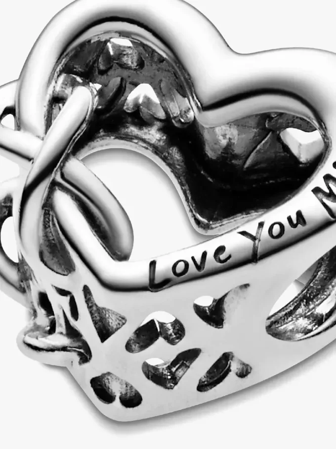 „Love you mom“ Infinity-Herz-Charm aus Sterlingsilber „Love you mom“ Infinity-Herz-Charm aus Sterlingsilber