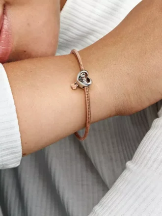 „Love you sister“-Herz-Charm aus Sterlingsilber, 14 Karat rosévergoldet
