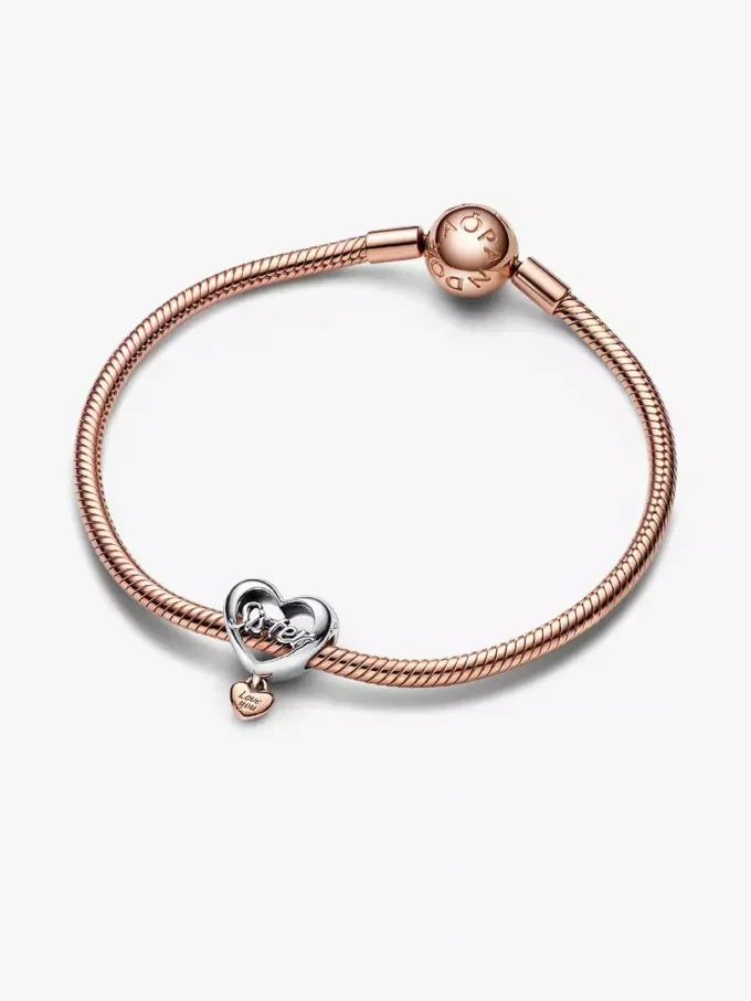 „Love you sister“-Herz-Charm aus Sterlingsilber, 14 Karat rosévergoldet „Love you sister“-Herz-Charm aus Sterlingsilber, 14 Karat rosévergoldet