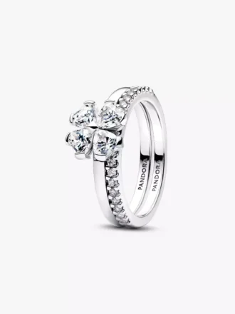Funkelnder Glücksklee-Teilbarer Ring aus Sterlingsilber