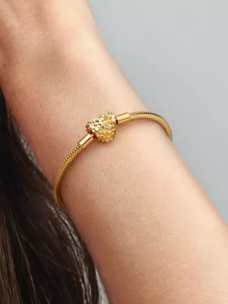 Mein Pandora Daisy Herzverschluss-Snake Chain-Armband 0,009 ct TW, 14-karätige Vergoldung