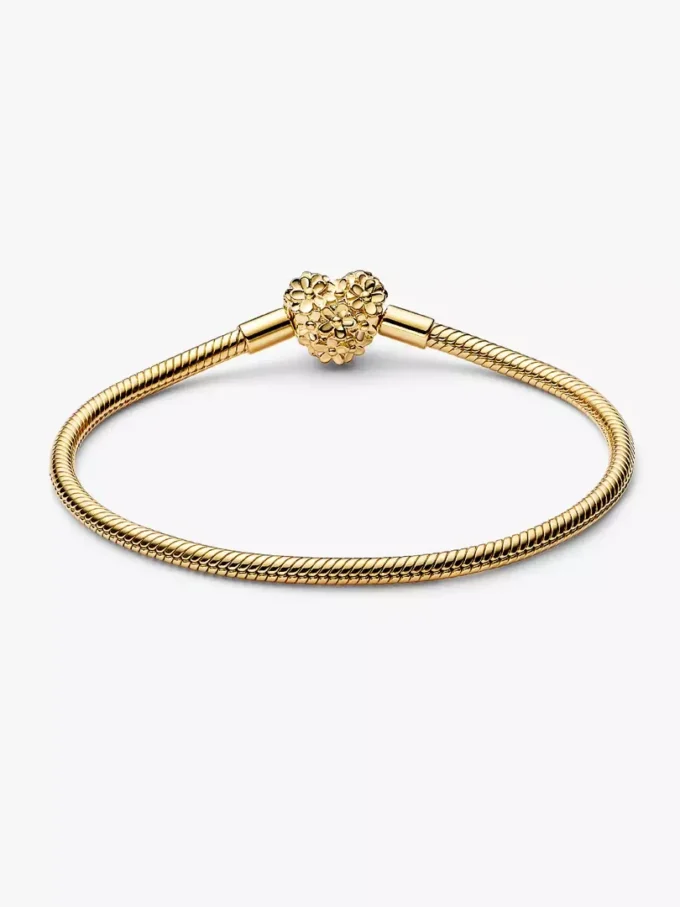 Mein Pandora Daisy Herzverschluss-Snake Chain-Armband 0,009 ct TW, 14-karätige Vergoldung Mein Pandora Daisy Herzverschluss-Snake Chain-Armband 0,009 ct TW, 14-karätige Vergoldung