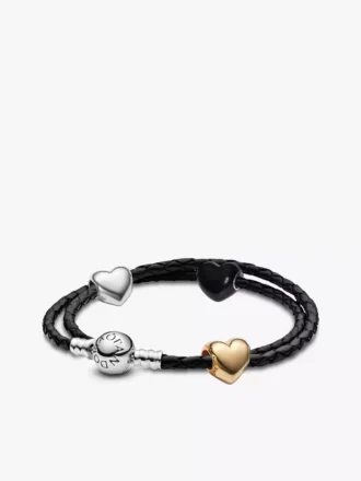 Metallic-Charm-Armband-Set mit gepufften Herzen, 4er-Set