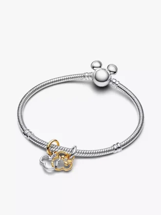 Mickey-Mouse- und Minnie-Mouse-Armband-Set mit teilbaren Dangle Charms, 2er-Set