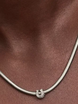 Mini-Charm „Hufeisen“ mit Struktur aus Sterlingsilber