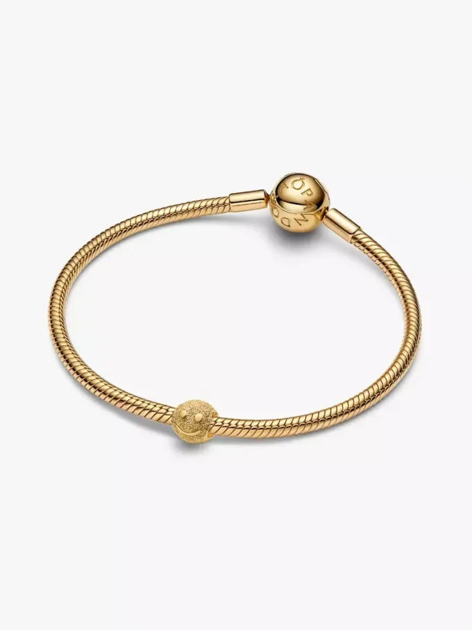 Mini-Charm mit strukturiertem Smiley, 14-karätig vergoldet