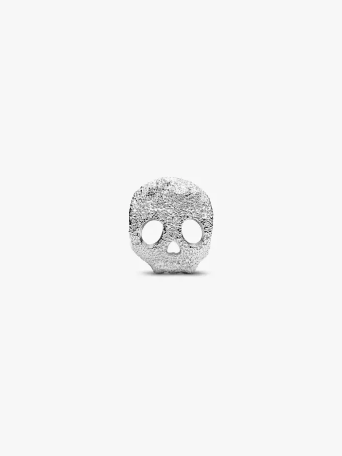 Mini-Charm mit strukturiertem Totenkopf aus Sterlingsilber