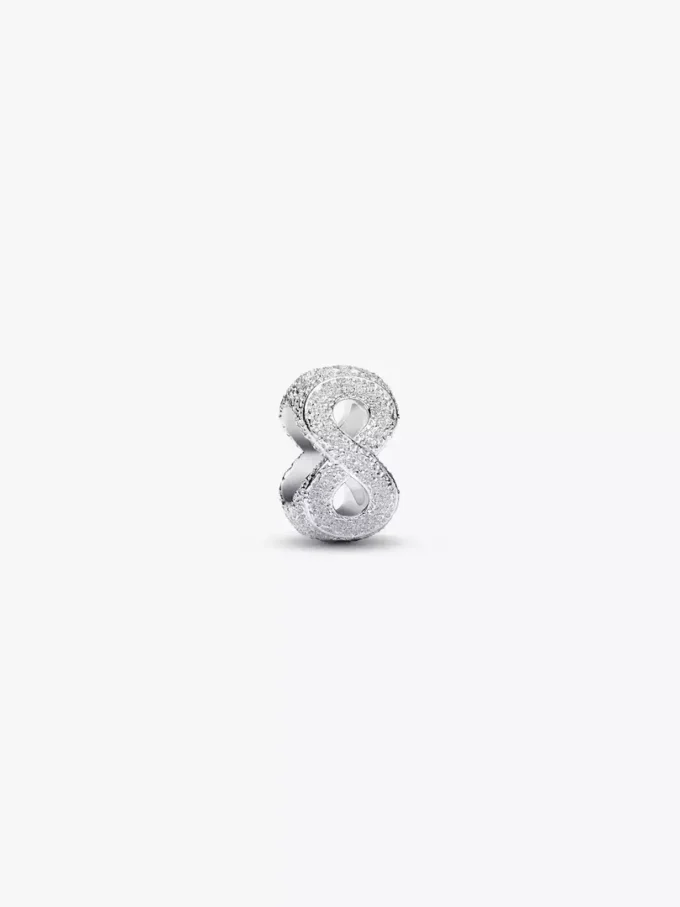 Mini-Charm mit strukturiertem Unendlichkeitssymbol aus Sterlingsilber