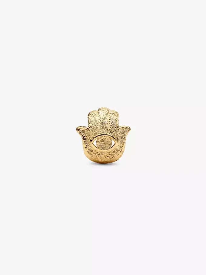 Mini-Charm mit strukturierter Hamsa-Hand, 14-karätig vergoldet Mini-Charm mit strukturierter Hamsa-Hand, 14-karätig vergoldet