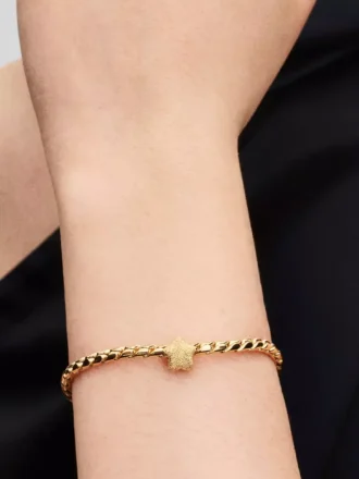 Mini-Charm „Stern“ mit Struktur, 14-karätig vergoldet