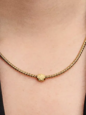 Mini-Charm „Strukturierte Muschel“, 14-karätig vergoldet