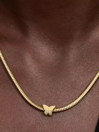 Mini-Charm „Strukturierter Schmetterling“, 14-karätig vergoldet