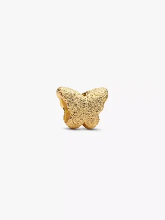 Mini-Charm „Strukturierter Schmetterling“, 14-karätig vergoldet
