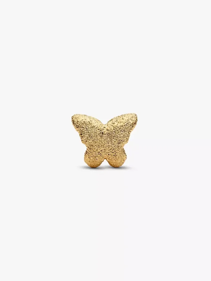 Mini-Charm „Strukturierter Schmetterling“, 14-karätig vergoldet Mini-Charm „Strukturierter Schmetterling“, 14-karätig vergoldet