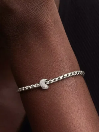Mini-Charm „Texturierter Mond“ aus Sterlingsilber