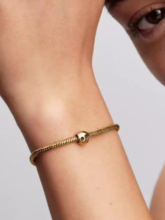 Mini-Charm „Totenkopf“, 14-karätig vergoldet