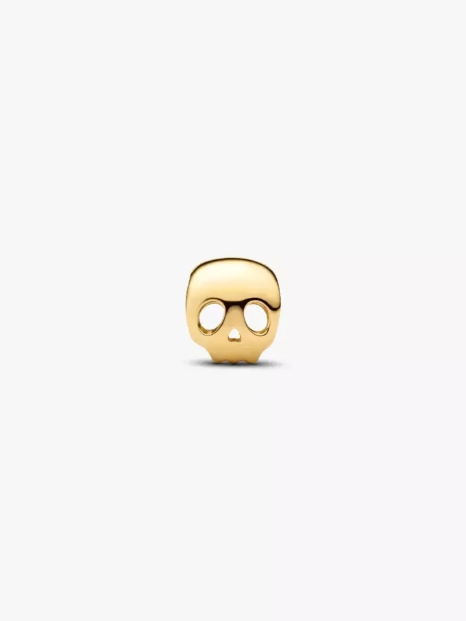 Mini-Charm „Totenkopf“, 14-karätig vergoldet