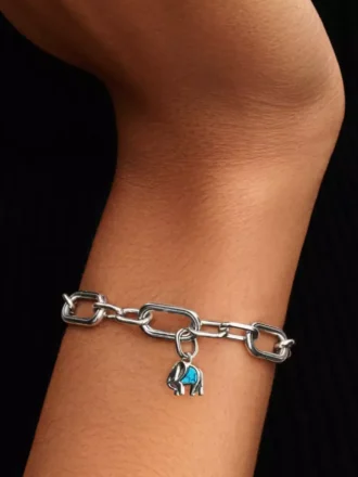 Mini-Dangle Charm „Elefant“ in Türkisfarbe aus Sterlingsilber