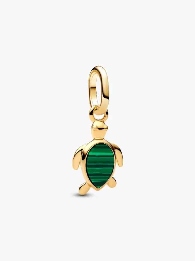 Mini-Dangle Charm „Grüne Schildkröte“, 14-karätig vergoldet Mini-Dangle Charm „Grüne Schildkröte“, 14-karätig vergoldet