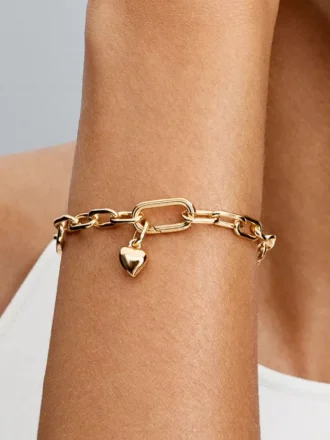 Mini-Dangle Charm in Herzform, 14-karätig vergoldet