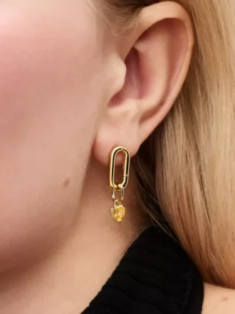 Mini-Dangle Charm in Herzform, 14-karätig vergoldet