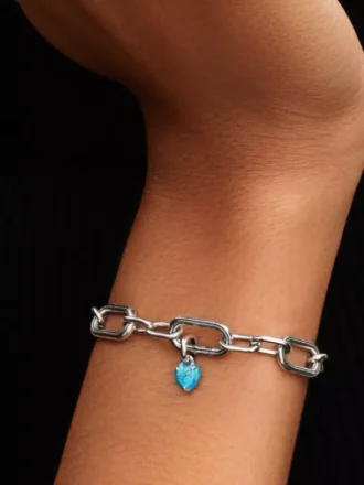 Mini-Dangle Charm in Herzform in Türkisfarbe, Sterlingsilber