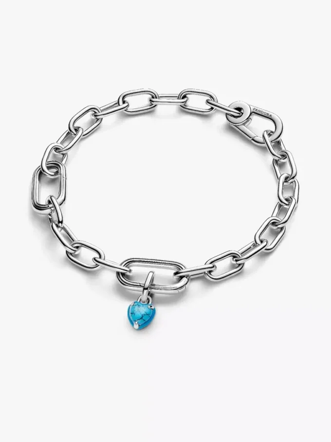Mini-Dangle Charm in Herzform in Türkisfarbe, Sterlingsilber Mini-Dangle Charm in Herzform in Türkisfarbe, Sterlingsilber