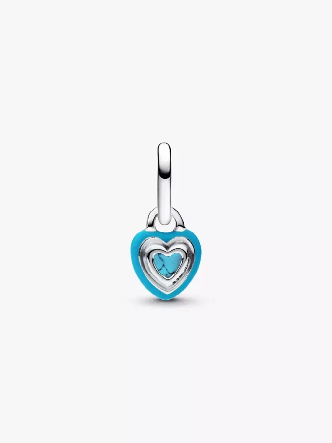 Mini-Dangle Charm in Herzform in Türkisfarbe, Sterlingsilber Mini-Dangle Charm in Herzform in Türkisfarbe, Sterlingsilber