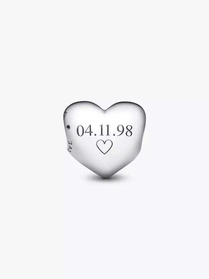 „Be Love“ gravierbarer Herz-Charm aus Sterlingsilber „Be Love“ gravierbarer Herz-Charm aus Sterlingsilber