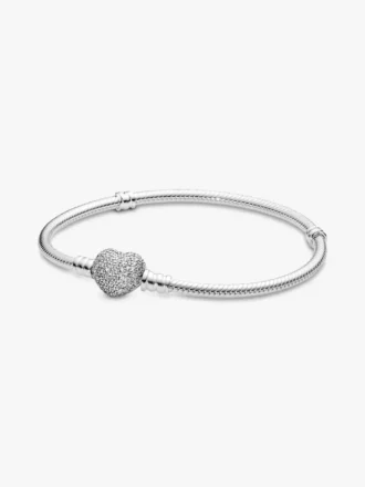 Moments Armband mit funkelndem Herz und Snake Chain aus Sterlingsilber