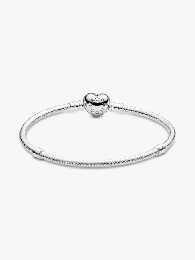 Moments Armband mit funkelndem Herz und Snake Chain aus Sterlingsilber Moments Armband mit funkelndem Herz und Snake Chain aus Sterlingsilber