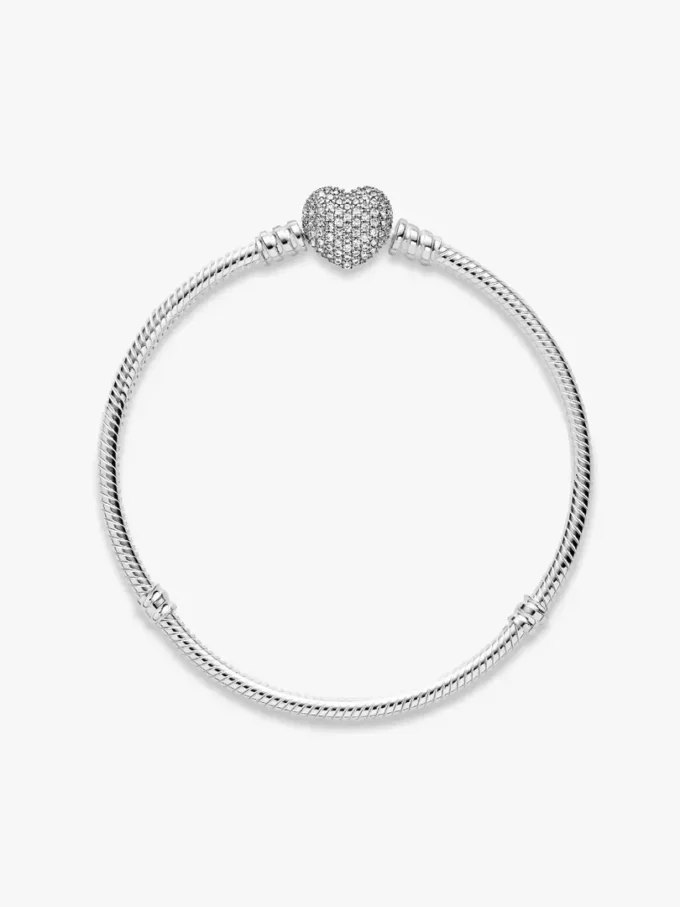 Moments Armband mit funkelndem Herz und Snake Chain aus Sterlingsilber Moments Armband mit funkelndem Herz und Snake Chain aus Sterlingsilber