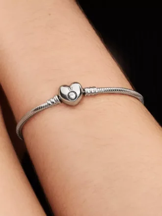 Moments Herz- und Snake Chain-Armband aus Sterlingsilber