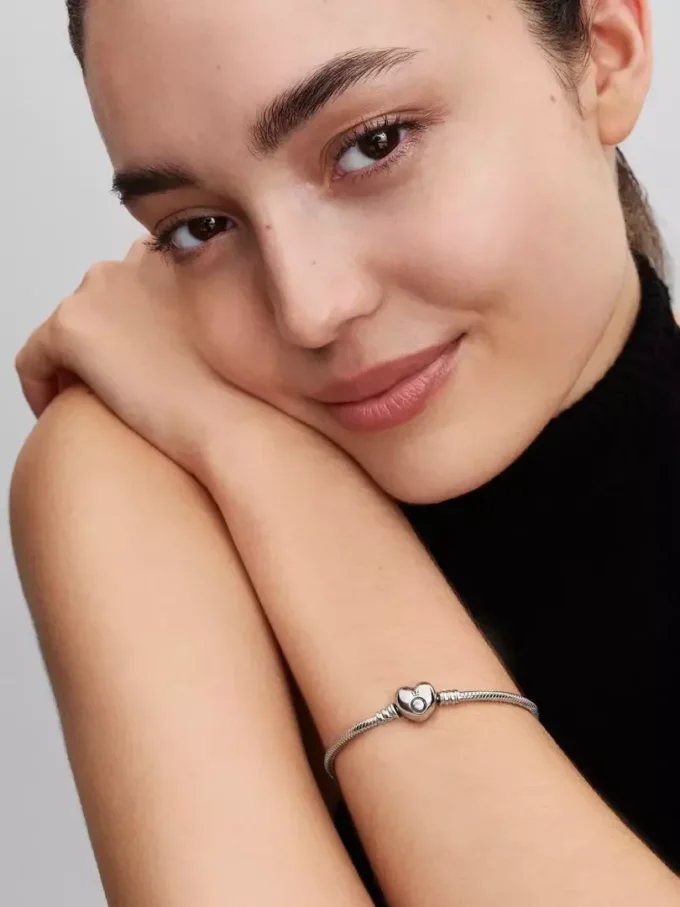 Moments Herz- und Snake Chain-Armband aus Sterlingsilber Moments Herz- und Snake Chain-Armband aus Sterlingsilber