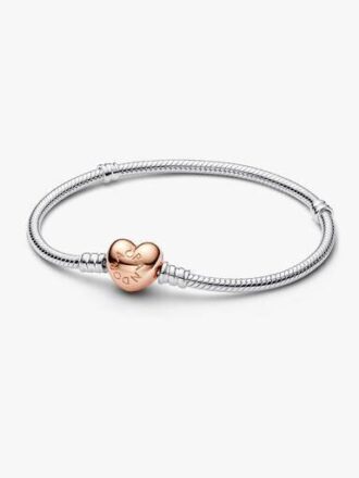 Moments Herz- und Snake Chain-Armband – Sterlingsilber, 14 Karat Roségold-Beschichtung