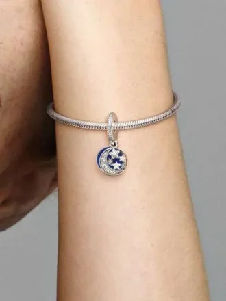 Mond & blauer Himmel-Dangle Charm – Sterlingsilber