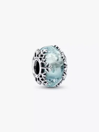 Murano-Charm „Winter Blue Snowflake“ aus Sterlingsilber