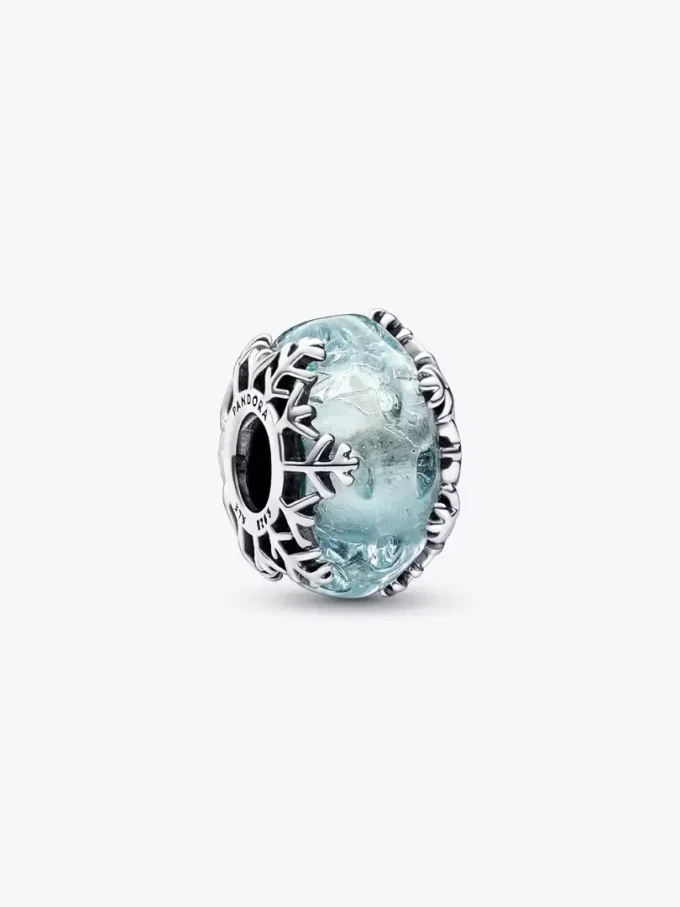 Murano-Charm „Winter Blue Snowflake“ aus Sterlingsilber Murano-Charm „Winter Blue Snowflake“ aus Sterlingsilber