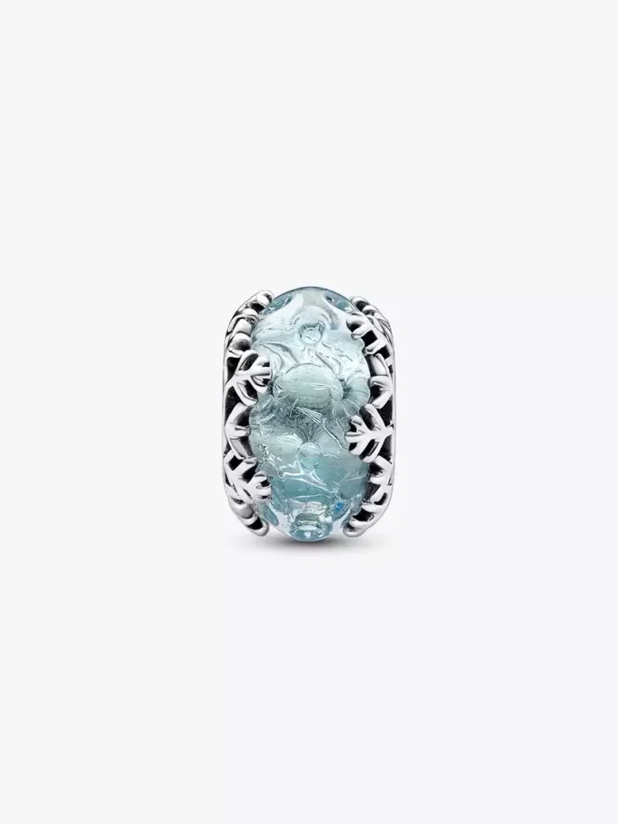 Murano-Charm „Winter Blue Snowflake“ aus Sterlingsilber Murano-Charm „Winter Blue Snowflake“ aus Sterlingsilber